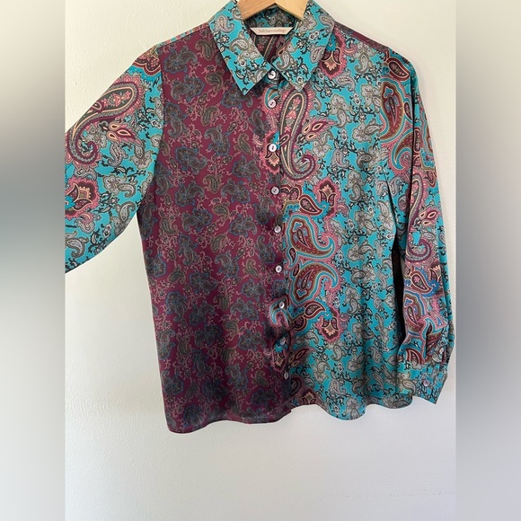 Soft Surroundings Multicolor Paisley Silk Button Down Shirt - Picture 2 of 10